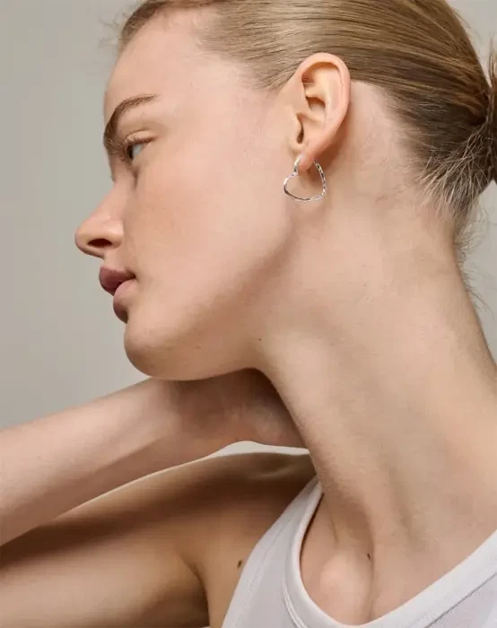 Organic Heart Medium Hoops - Sølvfarvet